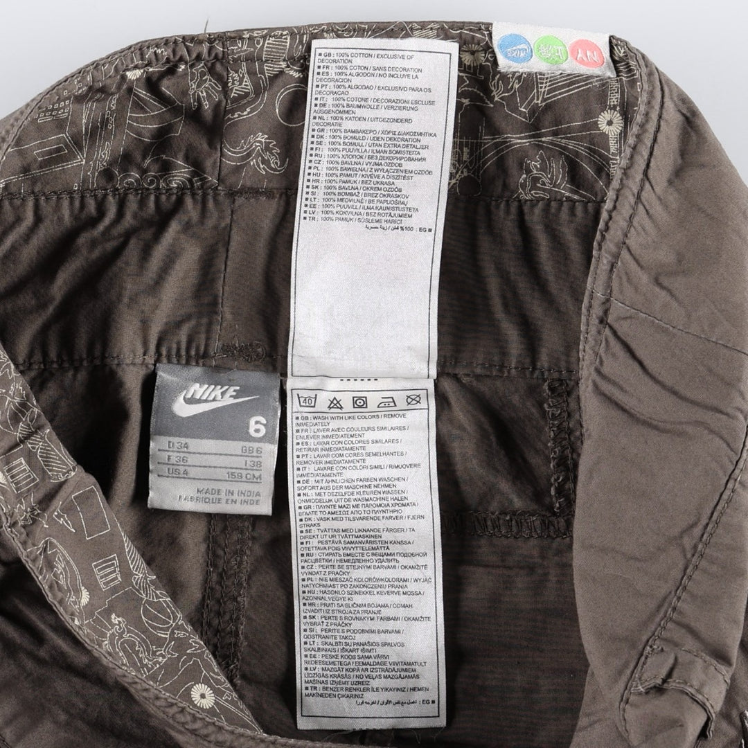 Nike 2-Way Cotton Shorts, Women's Size L (equivalent to W27) cotton Khaki type brown Vintage Second Hand