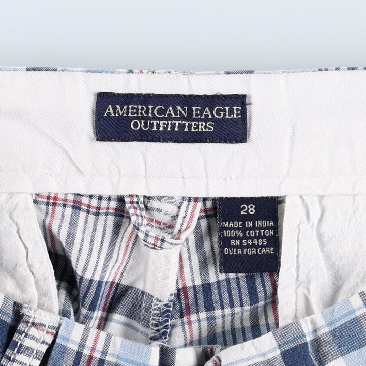American Eagle Outfitters Check Pattern Cotton Shorts, Women's Size L (equivalent to W30) cotton navy blue type Vintage Second Hand