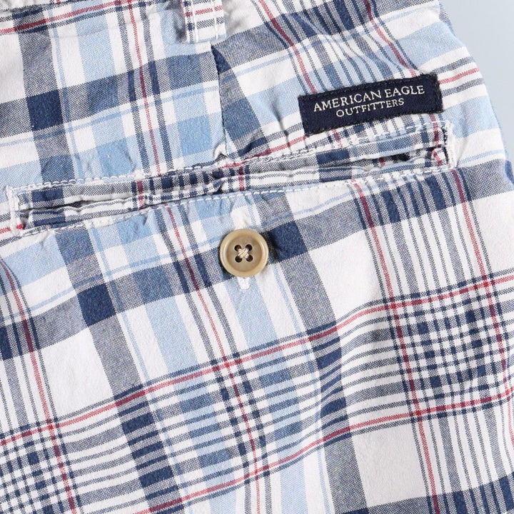 American Eagle Outfitters Check Pattern Cotton Shorts, Women's Size L (equivalent to W30) cotton navy blue type Vintage Second Hand
