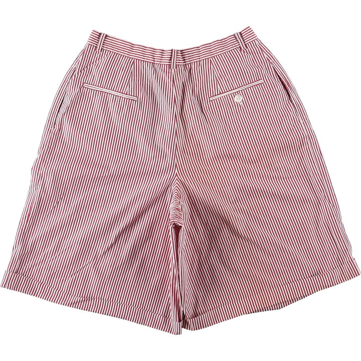 Ralph Lauren striped pattern two-pleat cotton shorts, women's size L (equivalent to W29). cotton burgundy type Vintage Second Hand