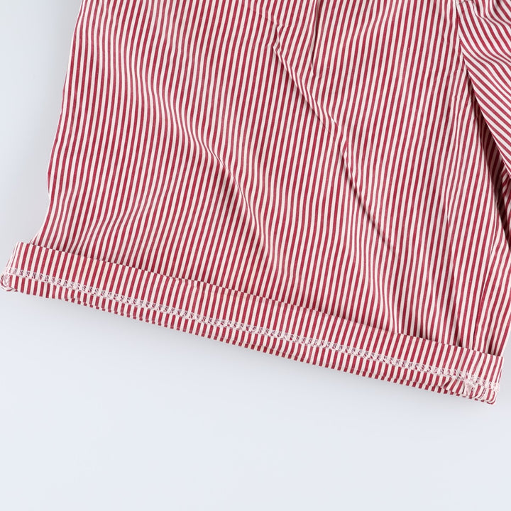 Ralph Lauren striped pattern two-pleat cotton shorts, women's size L (equivalent to W29). cotton burgundy type Vintage Second Hand