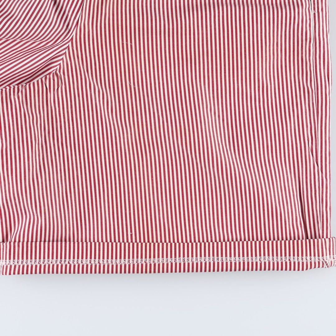 Ralph Lauren striped pattern two-pleat cotton shorts, women's size L (equivalent to W29). cotton burgundy type Vintage Second Hand