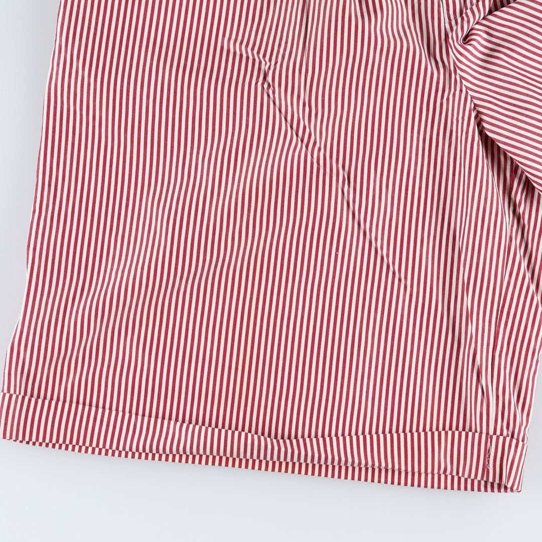 Ralph Lauren striped pattern two-pleat cotton shorts, women's size L (equivalent to W29). cotton burgundy type Vintage Second Hand