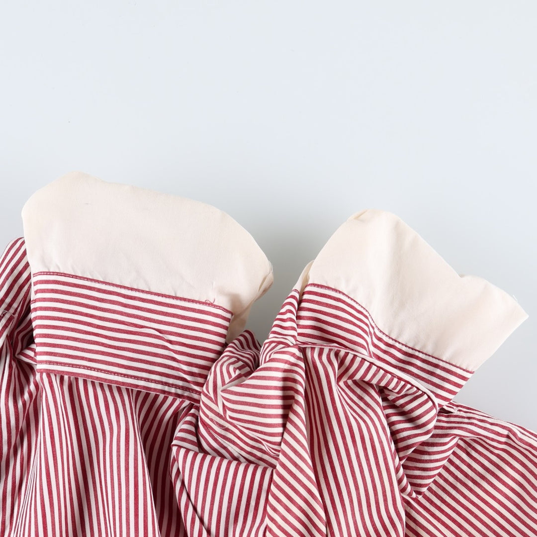 Ralph Lauren striped pattern two-pleat cotton shorts, women's size L (equivalent to W29). cotton burgundy type Vintage Second Hand