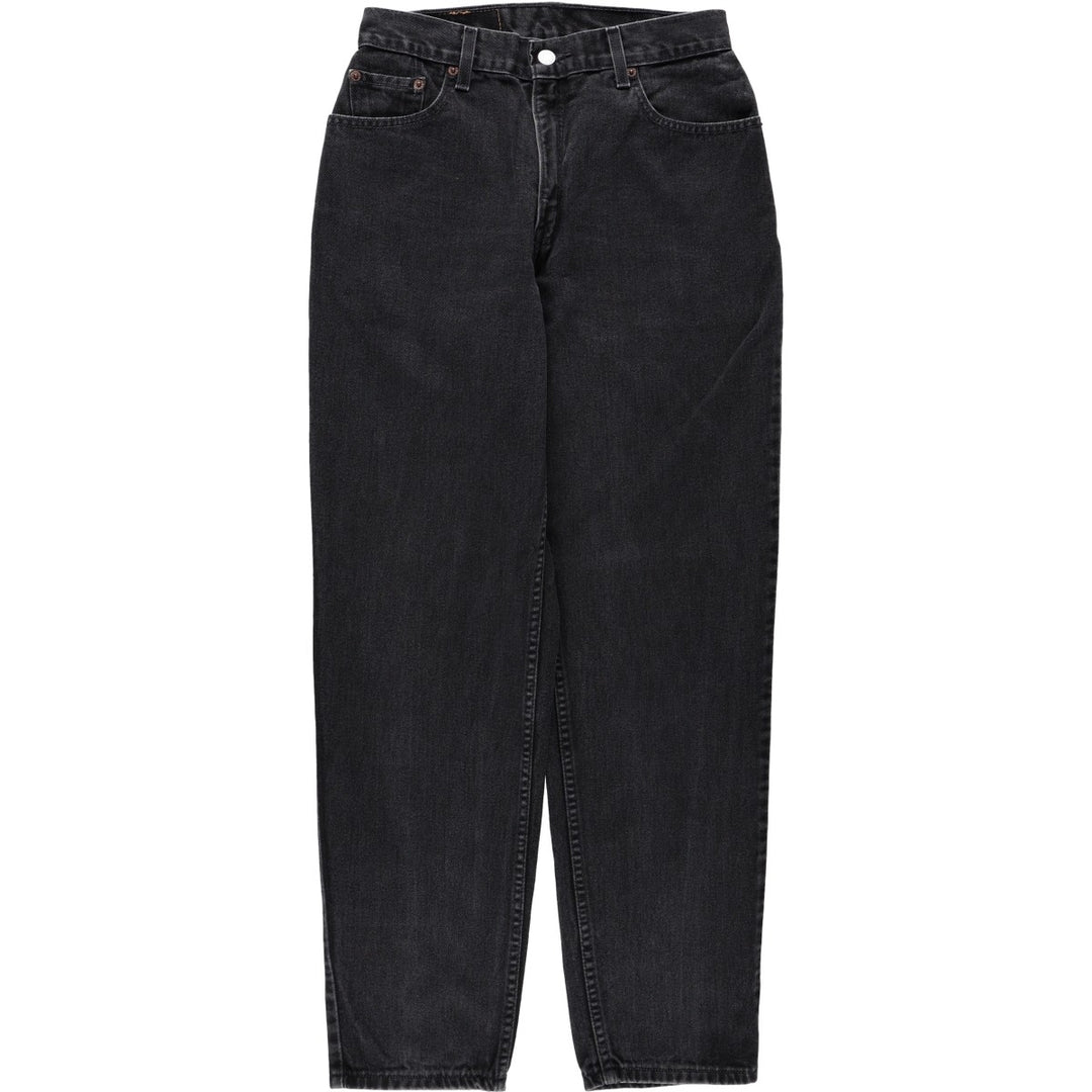 2000'S Levi's 550 Relaxed Fit Tapered Leg Black Denim Tapered Jeans, Women's Size L (W28 equivalent) cotton black type Vintage Second Hand