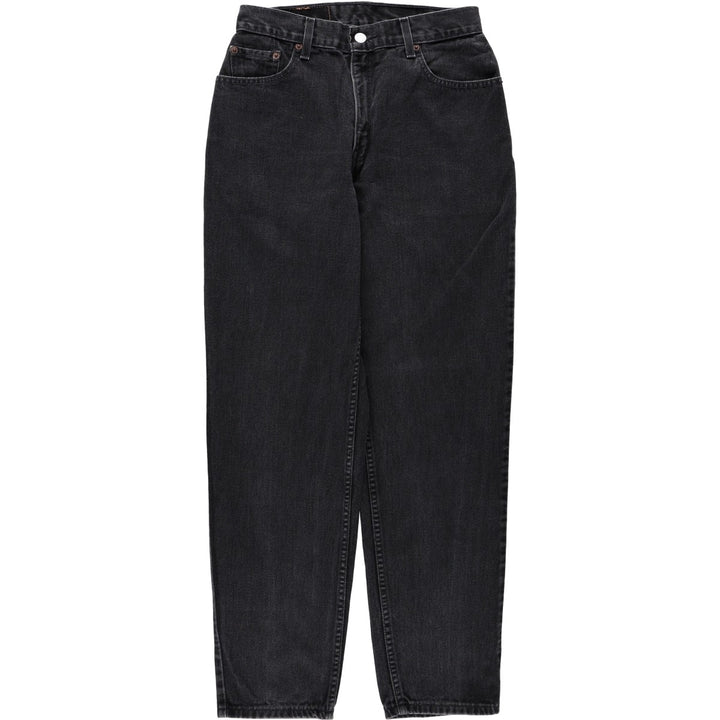 2000'S Levi's 550 Relaxed Fit Tapered Leg Black Denim Tapered Jeans, Women's Size L (W28 equivalent) cotton black type Vintage Second Hand