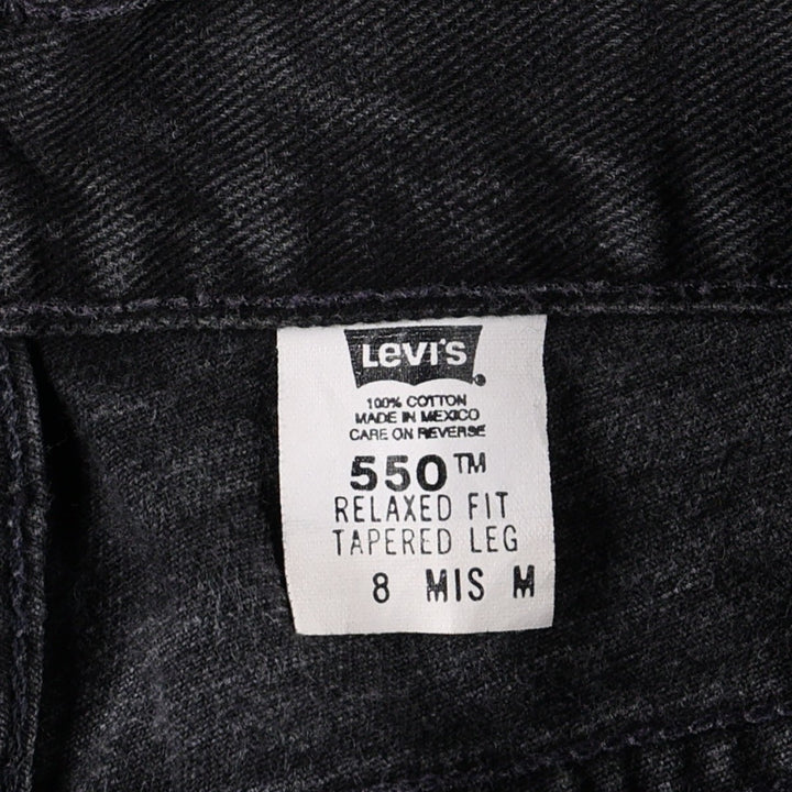 2000'S Levi's 550 Relaxed Fit Tapered Leg Black Denim Tapered Jeans, Women's Size L (W28 equivalent) cotton black type Vintage Second Hand