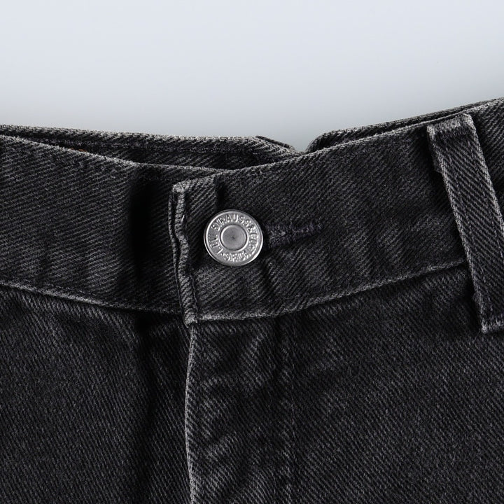 2000'S Levi's 550 Relaxed Fit Tapered Leg Black Denim Tapered Jeans, Women's Size L (W28 equivalent) cotton black type Vintage Second Hand