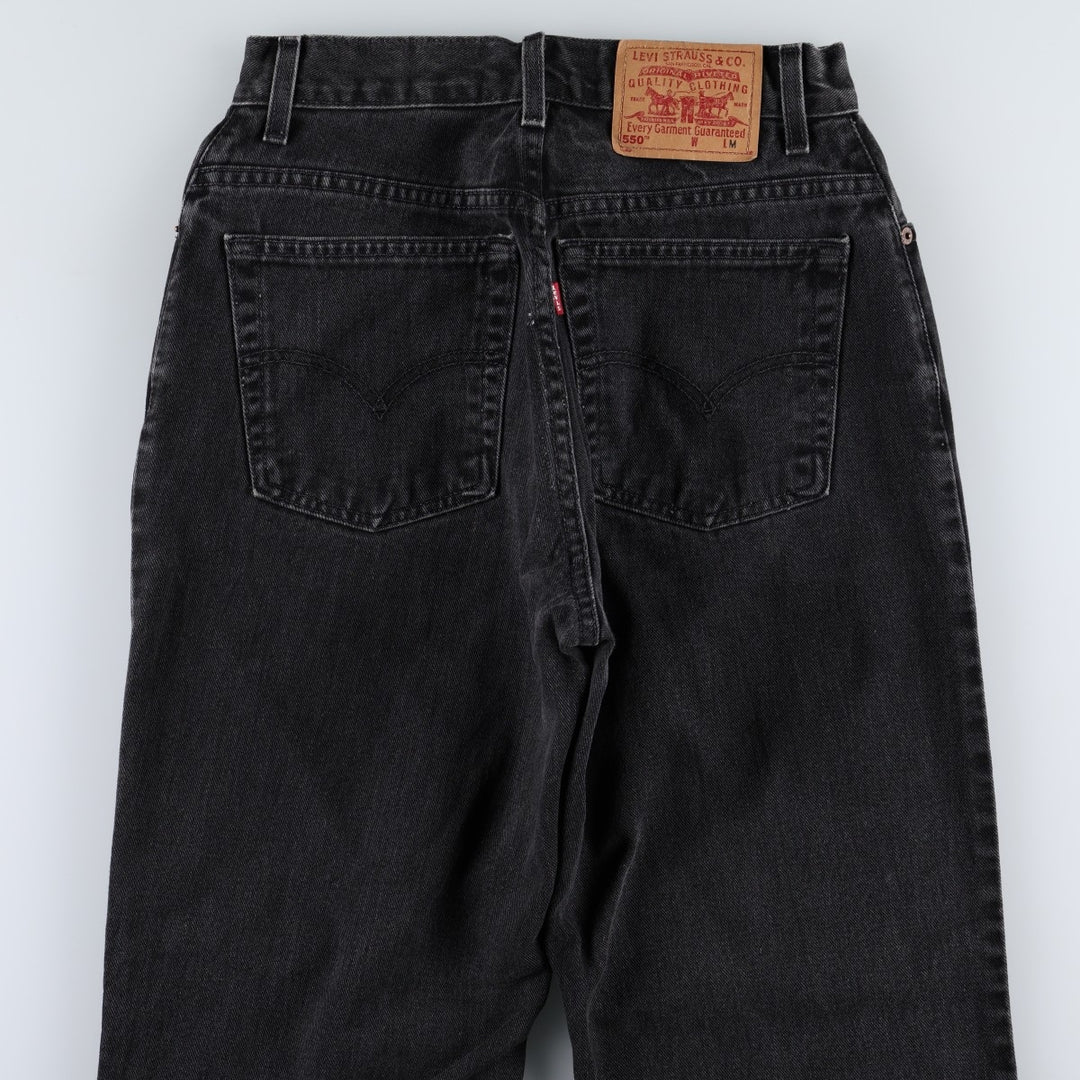 2000'S Levi's 550 Relaxed Fit Tapered Leg Black Denim Tapered Jeans, Women's Size L (W28 equivalent) cotton black type Vintage Second Hand