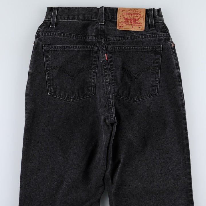 2000'S Levi's 550 Relaxed Fit Tapered Leg Black Denim Tapered Jeans, Women's Size L (W28 equivalent) cotton black type Vintage Second Hand
