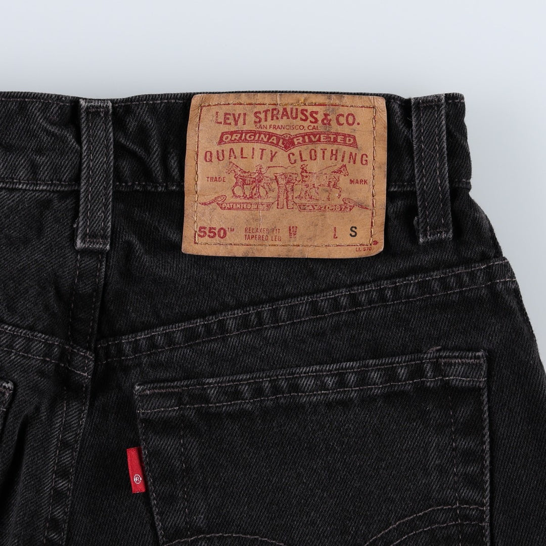 90'S Levi's 550 Relaxed Fit Black Denim Tapered Jeans, Women's Size S (W26 equivalent), Vintage cotton black type Vintage Second Hand