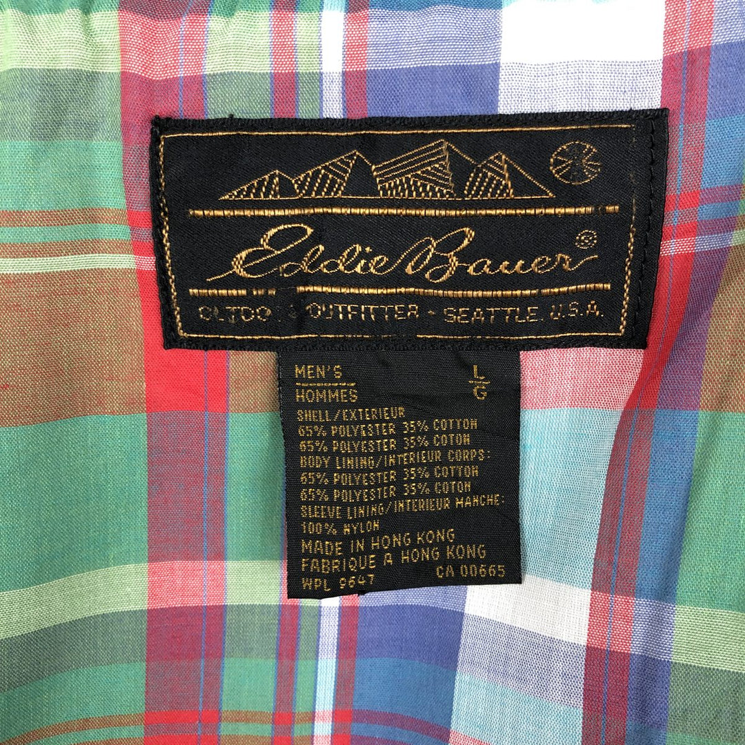 80s-90'S Eddie Bauer Harrington Jacket, Swing Top, Black Tag, Men's Size L (Equivalent), Vintage polyester white type Vintage Second Hand