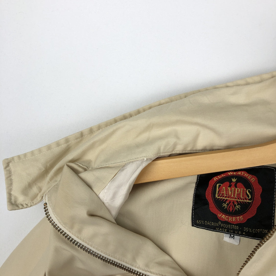 ~90'S Campus Harrington Jacket Swing Top, Made in USA, Men's Size M (Equivalent), Vintage Dacron Polyester Beige type Vintage Second Hand