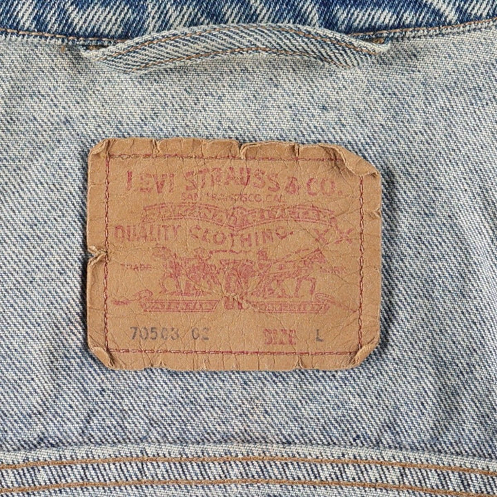 1980'S Levi's 70503 0214 Euro Model Denim Jacket, Italian Made, Men's Size L (Equivalent), Vintage cotton blue type Vintage Second Hand