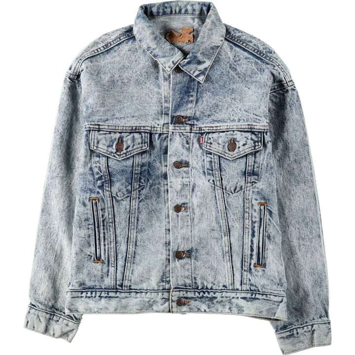 90'S Levi's 70507-0219 Chemical Wash Denim Jacket, Made in USA, Men's Size Medium, Vintage cotton blue type Vintage Second Hand