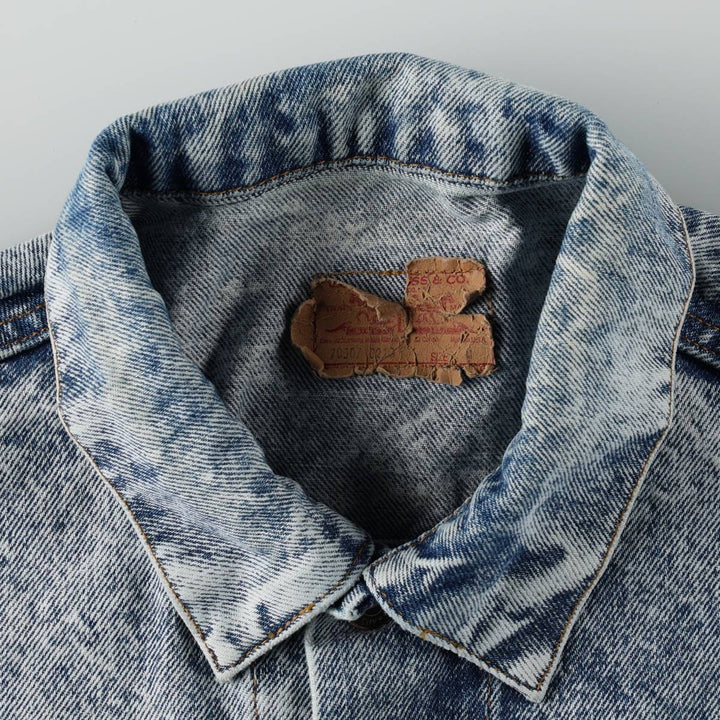 90'S Levi's 70507-0219 Chemical Wash Denim Jacket, Made in USA, Men's Size Medium, Vintage cotton blue type Vintage Second Hand