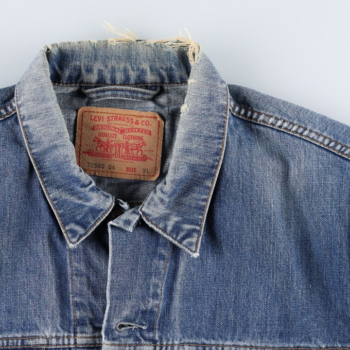 2000'S Levi's 70550 04 Euro Model Denim Jacket (Men's XL equivalent) cotton blue type Vintage Second Hand