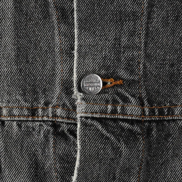 Harley-Davidson White Denim Jacket (G-Jean) - Made in USA - Men's Size L (approx.) cotton Charcoal Vintage Second Hand