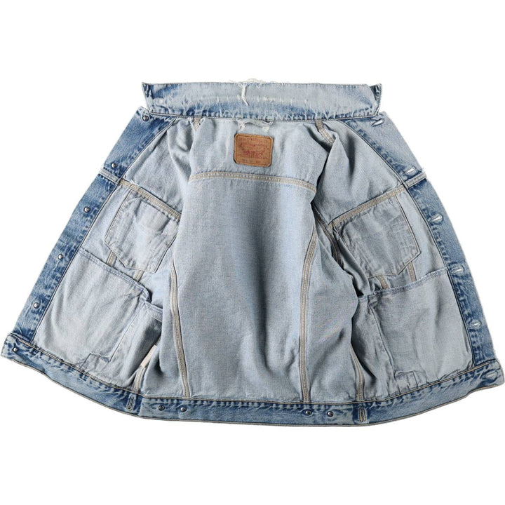 1990'S Levi's 70503-0215 Denim Jacket, Italian Made, Men's Size L (Equivalent), Vintage cotton Blue type light blue Vintage Second Hand