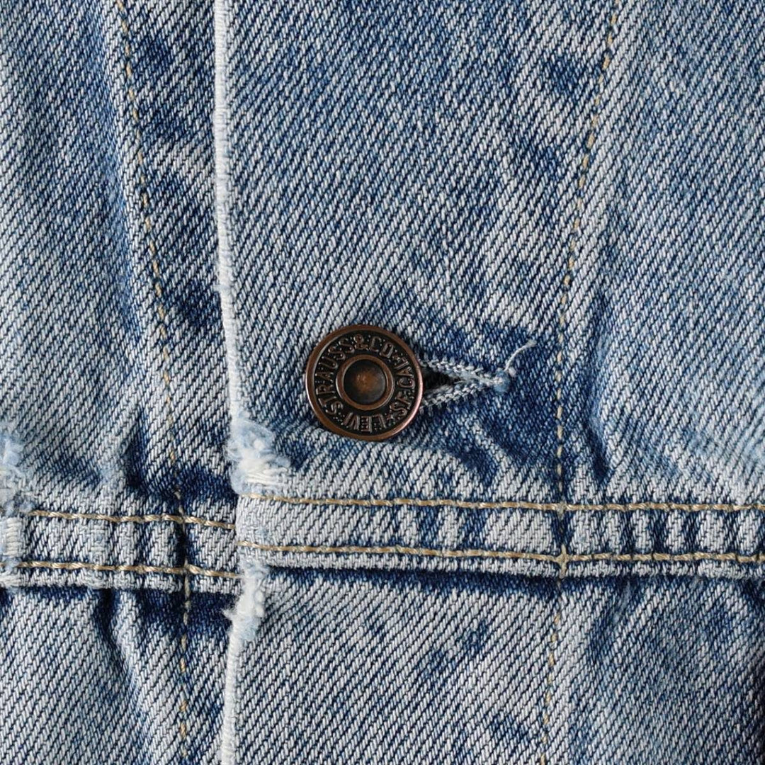 1990'S Levi's 70503-0215 Denim Jacket, Italian Made, Men's Size L (Equivalent), Vintage cotton Blue type light blue Vintage Second Hand