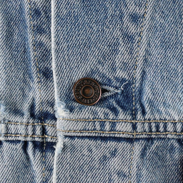 1990'S Levi's 70503-0215 Denim Jacket, Italian Made, Men's Size L (Equivalent), Vintage cotton Blue type light blue Vintage Second Hand