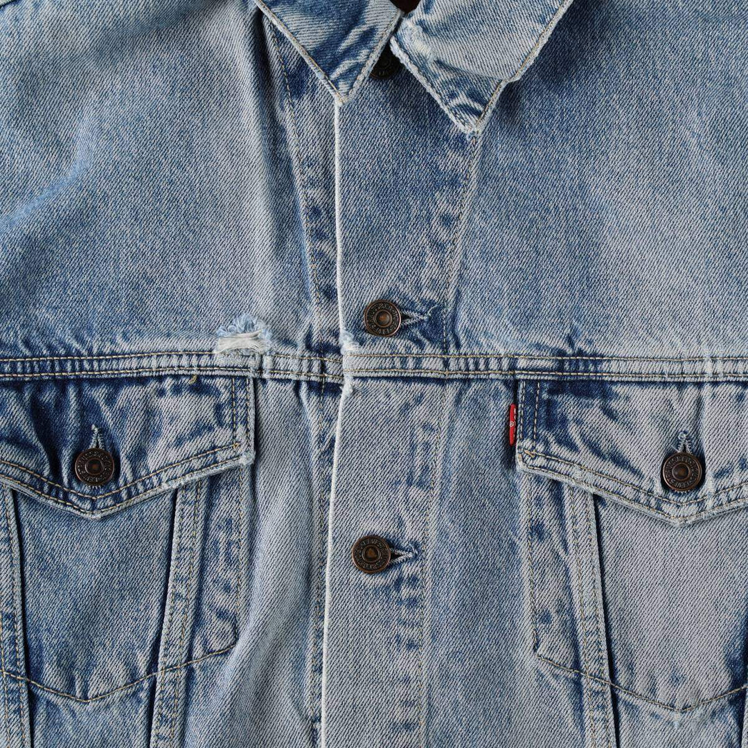 1990'S Levi's 70503-0215 Denim Jacket, Italian Made, Men's Size L (Equivalent), Vintage cotton Blue type light blue Vintage Second Hand