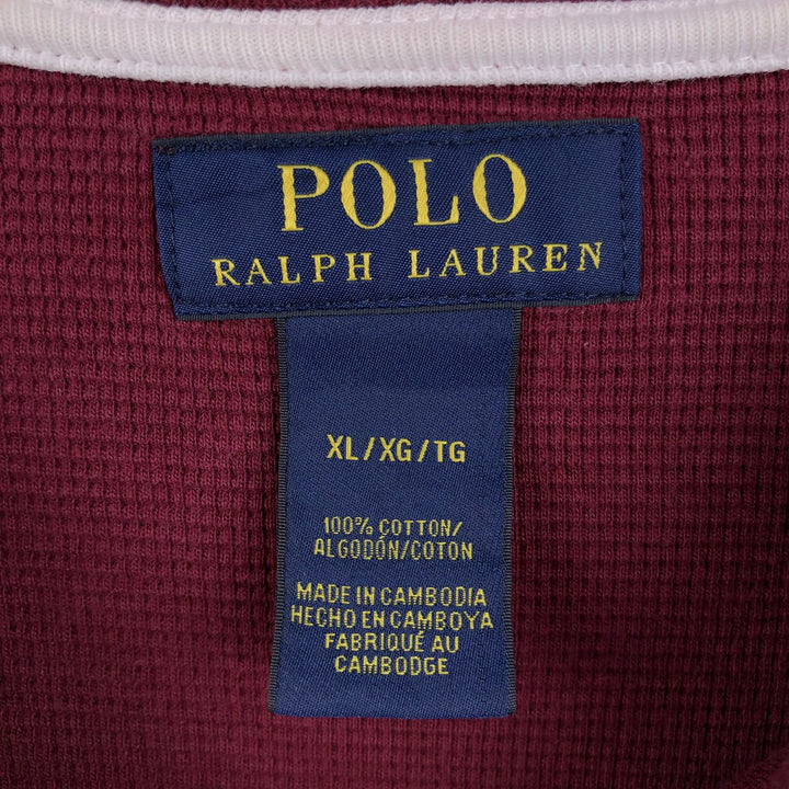 Ralph Lauren POLO RALPH LAUREN Thermal Long T-shirt Waffle Men's XL cotton burgundy type Vintage Second Hand