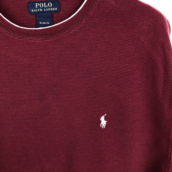 Ralph Lauren POLO RALPH LAUREN Thermal Long T-shirt Waffle Men's XL cotton burgundy type Vintage Second Hand