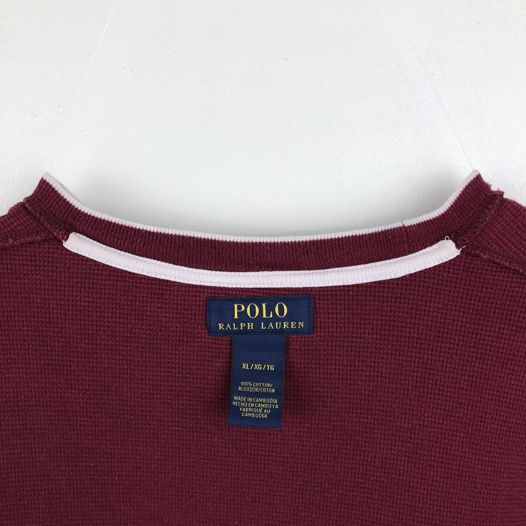 Ralph Lauren POLO RALPH LAUREN Thermal Long T-shirt Waffle Men's XL cotton burgundy type Vintage Second Hand