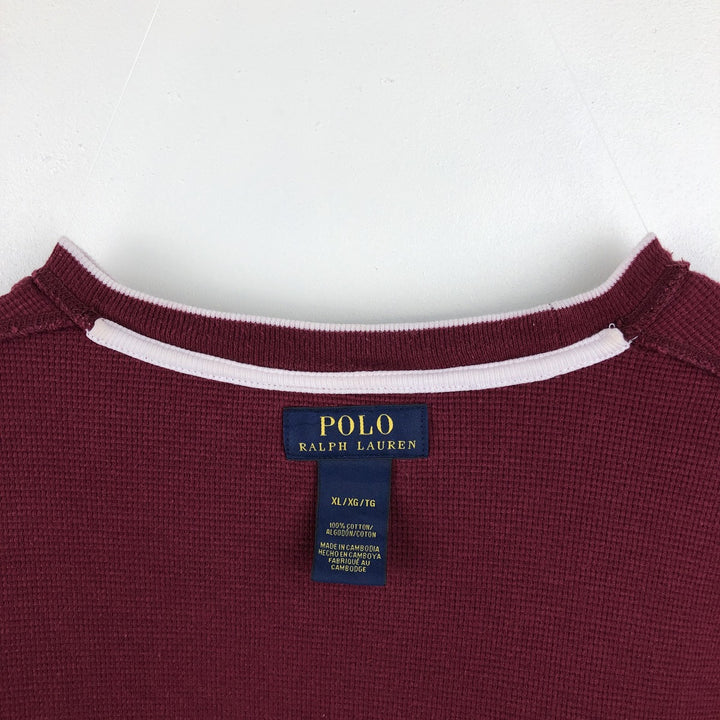 Ralph Lauren POLO RALPH LAUREN Thermal Long T-shirt Waffle Men's XL cotton burgundy type Vintage Second Hand