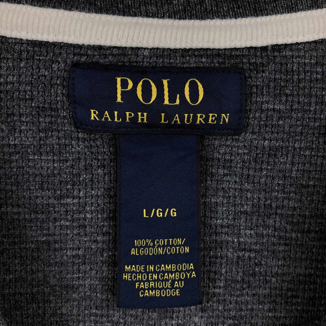 Ralph Lauren POLO RALPH LAUREN Thermal Ron T Waffle Men's L size cotton Charcoal Vintage Second Hand