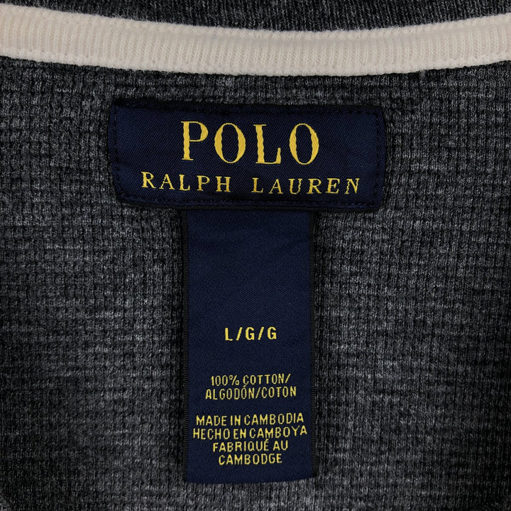 Ralph Lauren POLO RALPH LAUREN Thermal Ron T Waffle Men's L size cotton Charcoal Vintage Second Hand