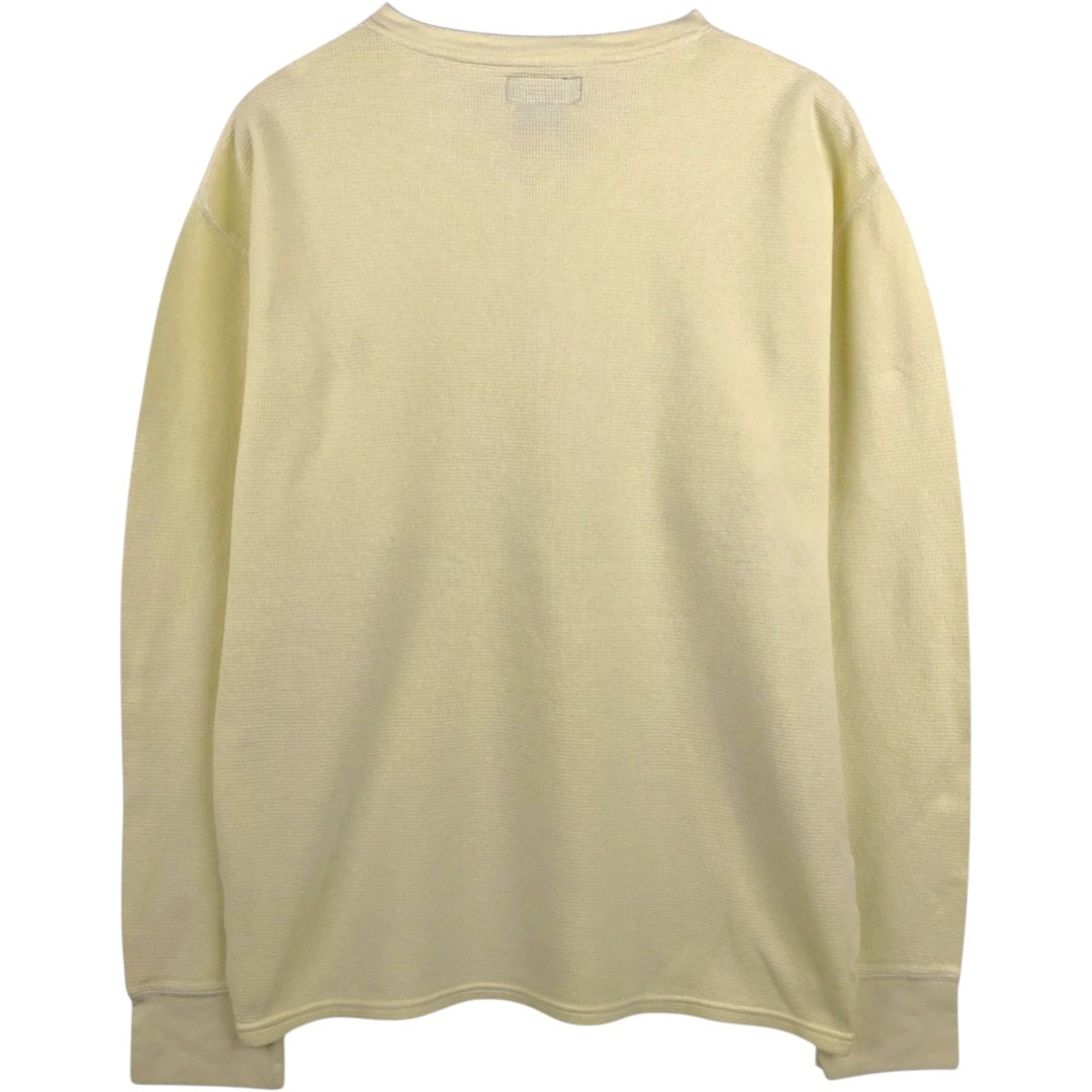 Ralph Lauren POLO RALPH LAUREN V-neck thermal long sleeve T-shirt waffle men's XL size cotton lemon yellow Vintage Second Hand