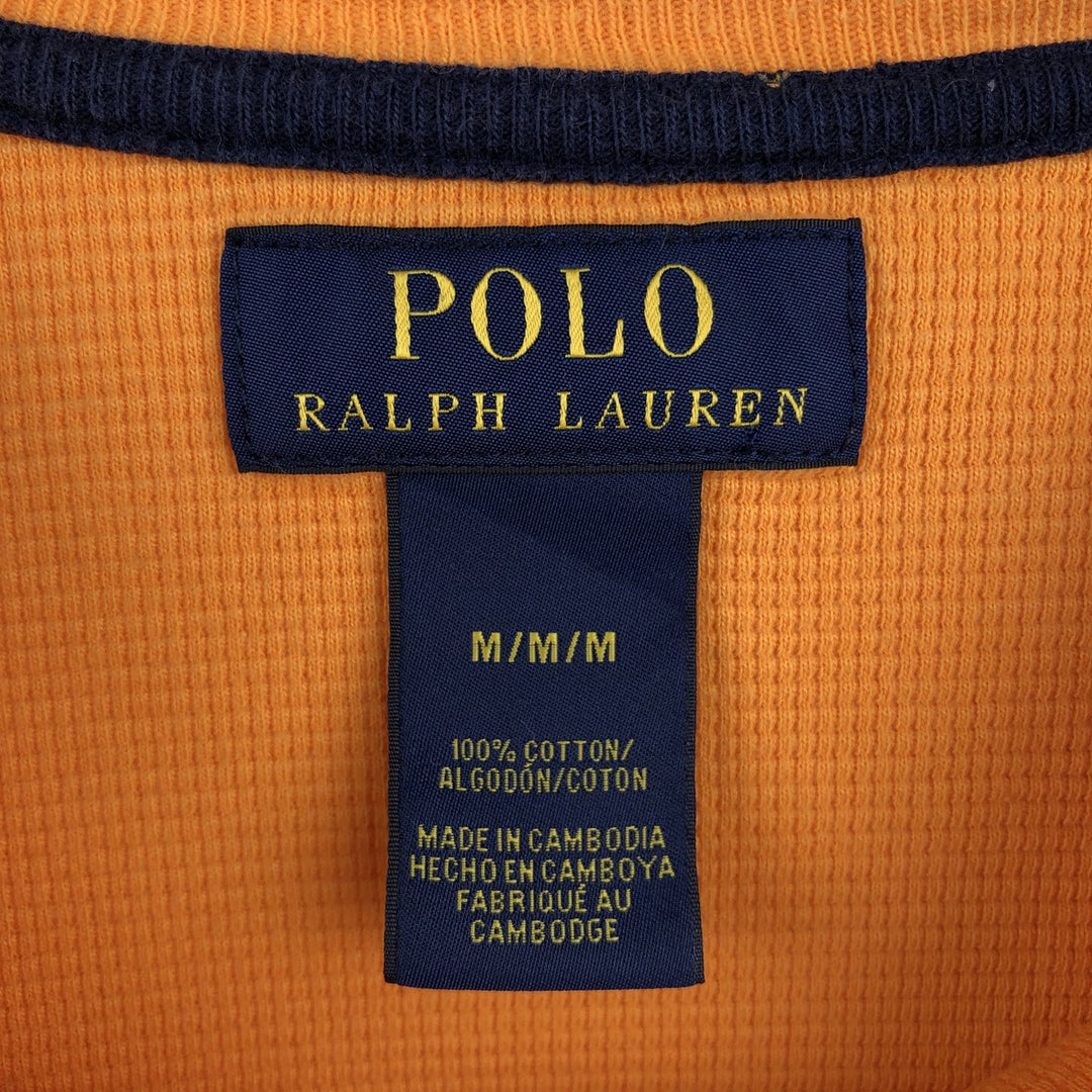 Ralph Lauren POLO RALPH LAUREN Thermal Long T-shirt Waffle Men's M size cotton orange type Vintage Second Hand