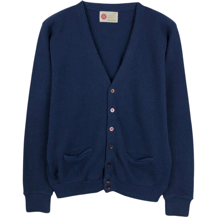 1970'S Sears Kings Road Acrylic Knit Cardigan, Men's Size M (approx.), Vintage Oron Acrylic navy blue type Vintage Second Hand