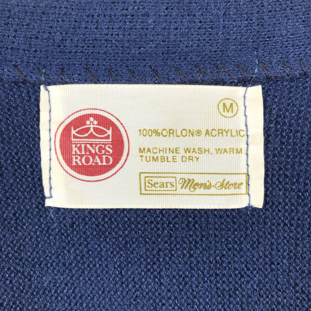 1970'S Sears Kings Road Acrylic Knit Cardigan, Men's Size M (approx.), Vintage Oron Acrylic navy blue type Vintage Second Hand
