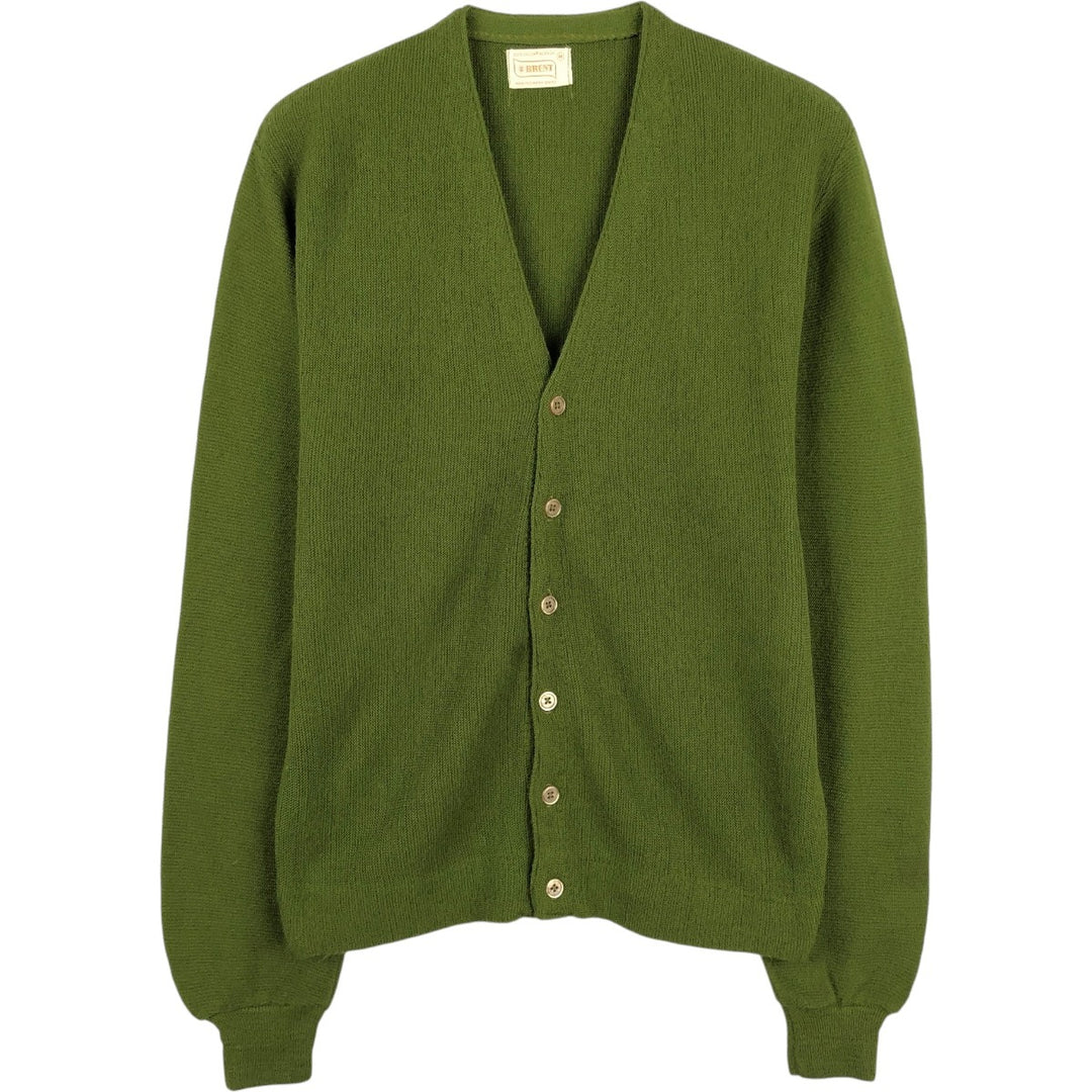 BRENT Acrylic Knit Cardigan, Made in USA, Men's Size M (approx.) Oron Acrylic green type Vintage Second Hand