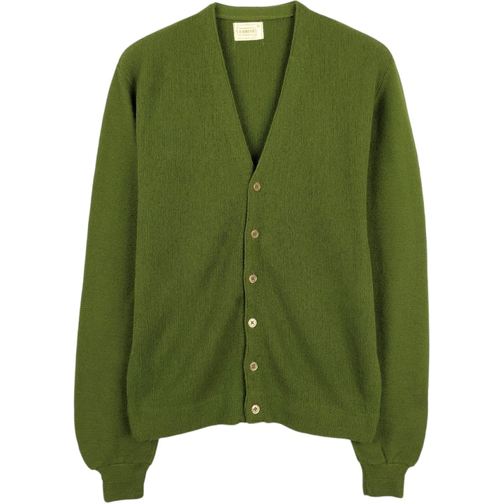 BRENT Acrylic Knit Cardigan, Made in USA, Men's Size M (approx.) Oron Acrylic green type Vintage Second Hand