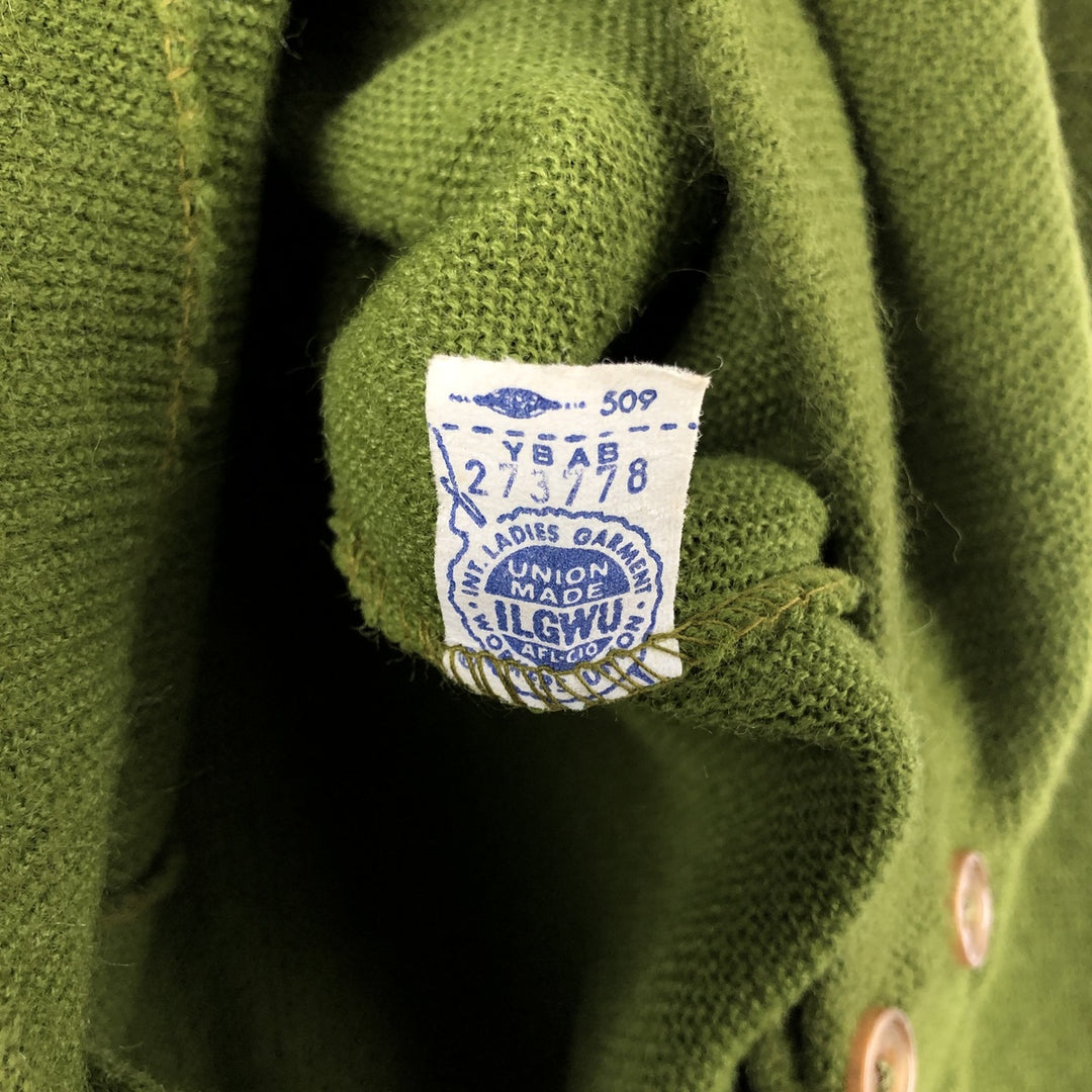BRENT Acrylic Knit Cardigan, Made in USA, Men's Size M (approx.) Oron Acrylic green type Vintage Second Hand