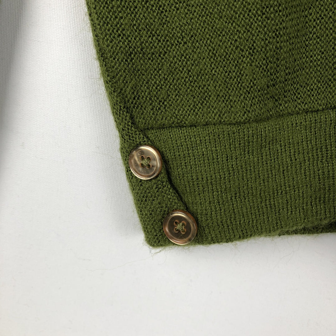 BRENT Acrylic Knit Cardigan, Made in USA, Men's Size M (approx.) Oron Acrylic green type Vintage Second Hand