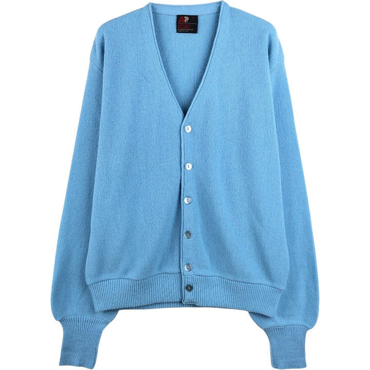 1980'S Arnold Palmer Acrylic Knit Cardigan, Made in USA, Men's Size M (approx.), Vintage Oron Acrylic Blue type light blue Vintage Second Hand
