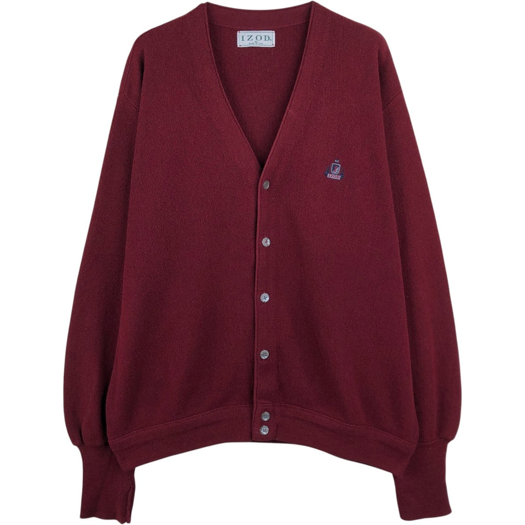 90'S IZOD Cardigan, Made in USA, Men's XL equivalent, Vintage unclear burgundy type Vintage Second Hand