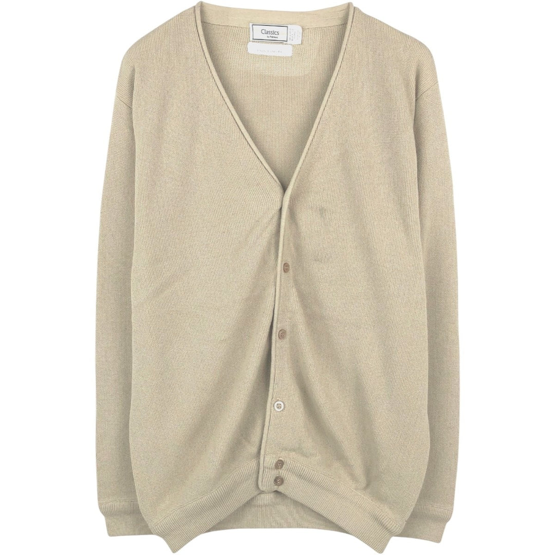 90'S Classics by Palmland Acrylic Knit Cardigan, Made in USA, Men's XL equivalent, Vintage acrylic Beige type Vintage Second Hand