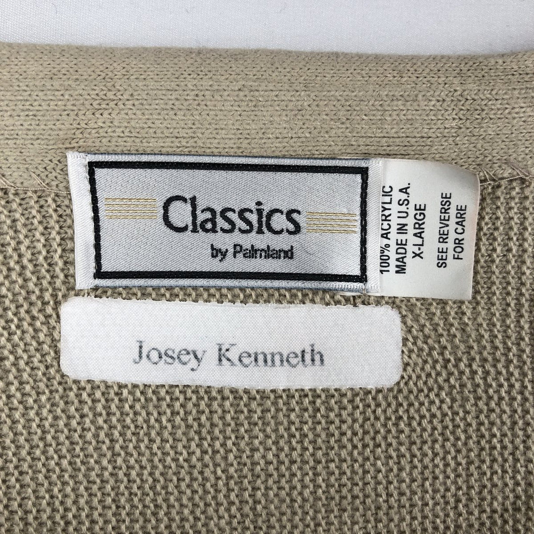 90'S Classics by Palmland Acrylic Knit Cardigan, Made in USA, Men's XL equivalent, Vintage acrylic Beige type Vintage Second Hand