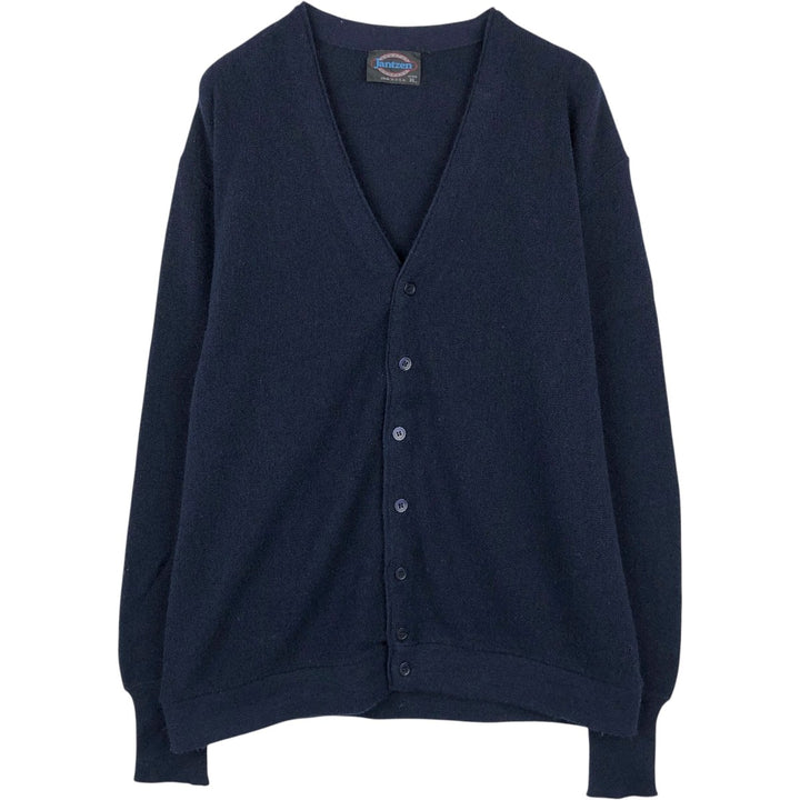 80s-90'S Jantzen Acrylic Knit Cardigan, Made in USA, Men's Size XL (Equivalent), Vintage unclear navy blue type Vintage Second Hand