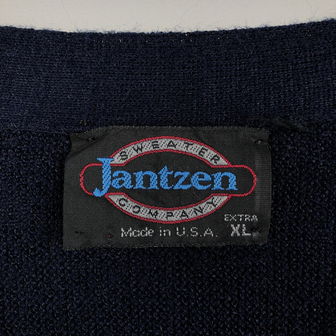 80s-90'S Jantzen Acrylic Knit Cardigan, Made in USA, Men's Size XL (Equivalent), Vintage unclear navy blue type Vintage Second Hand