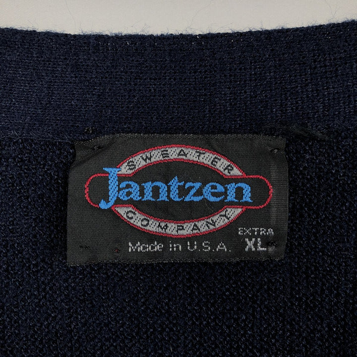 80s-90'S Jantzen Acrylic Knit Cardigan, Made in USA, Men's Size XL (Equivalent), Vintage unclear navy blue type Vintage Second Hand