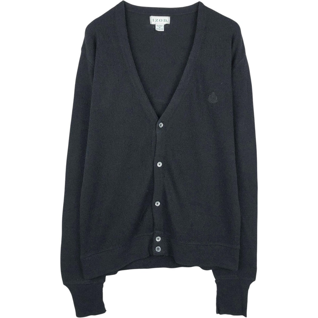 IZOD Acrylic Knit Cardigan, Made in USA, Men's Size M (equivalent) acrylic black type Vintage Second Hand