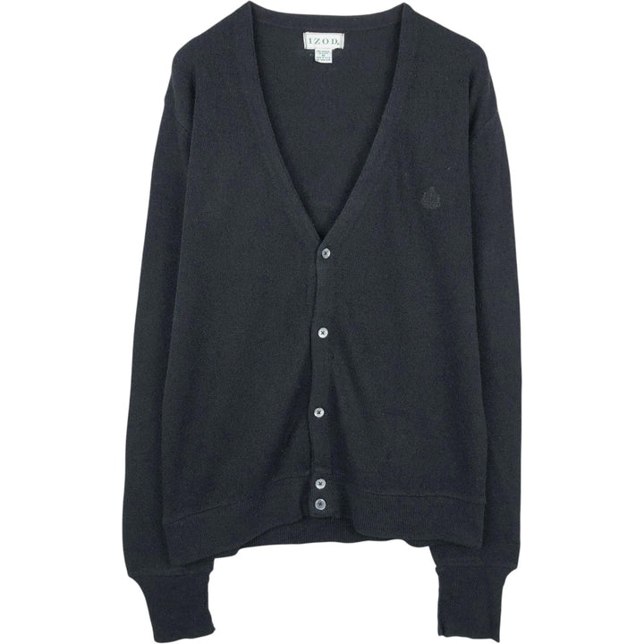 IZOD Acrylic Knit Cardigan, Made in USA, Men's Size M (equivalent) acrylic black type Vintage Second Hand