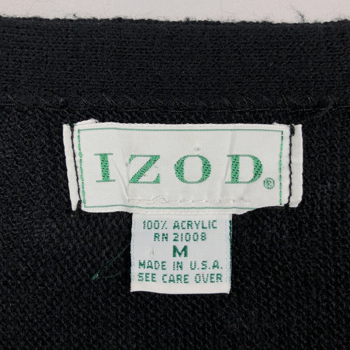 IZOD Acrylic Knit Cardigan, Made in USA, Men's Size M (equivalent) acrylic black type Vintage Second Hand